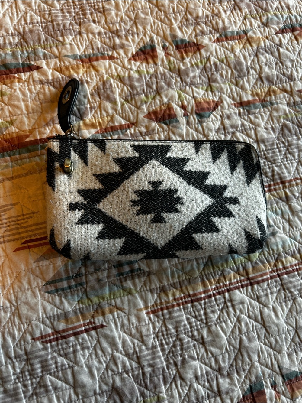 Black & White Aztec Zip Wristlet Wallet